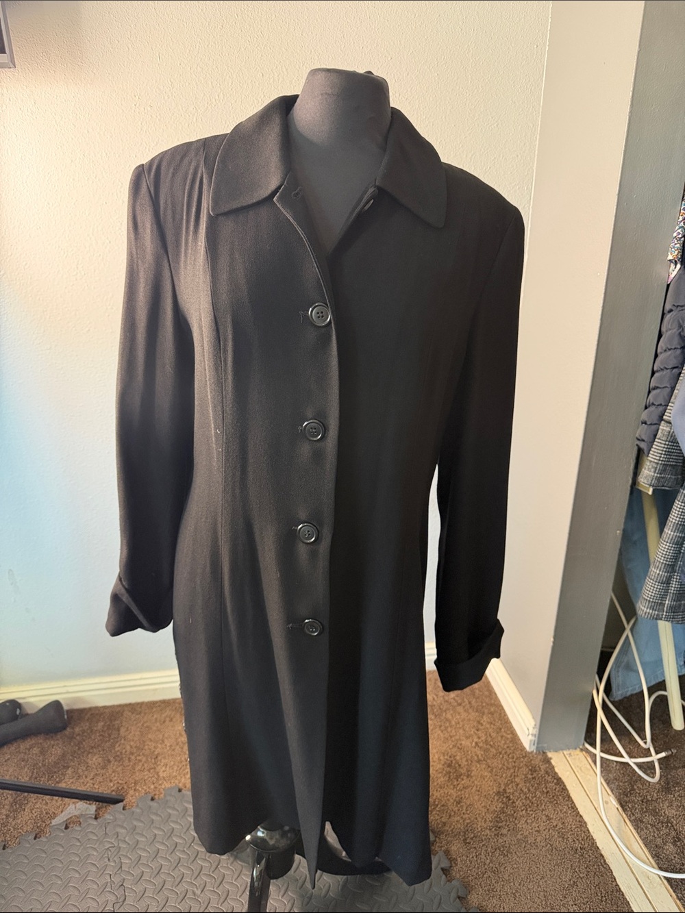 Classic Black Women's Button-Front Coat